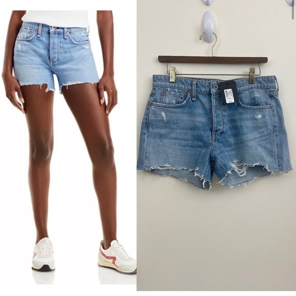 Rag & Bone Dre Denim Shorts in Jones with holes Wash - Picture 3 of 9